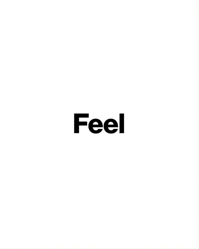 Verizon Fios minimalist ad — centered black “Feel” on white