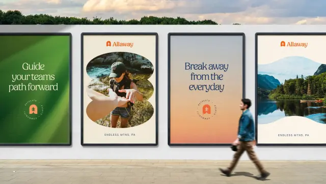 Allaway — Branded poster series for hospitality retreats