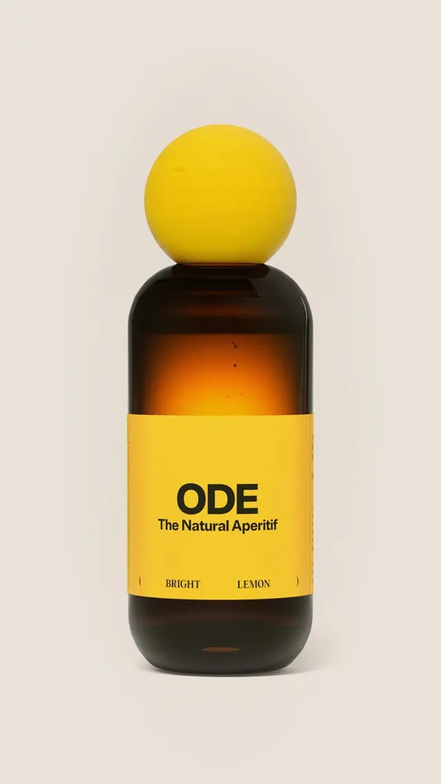 ODE Aperitif bottles — Bright Lemon & Ruby Wood packaging