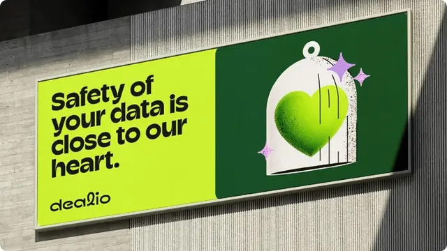 Dealio — branded tote with neon-green iconography (Señor identity)