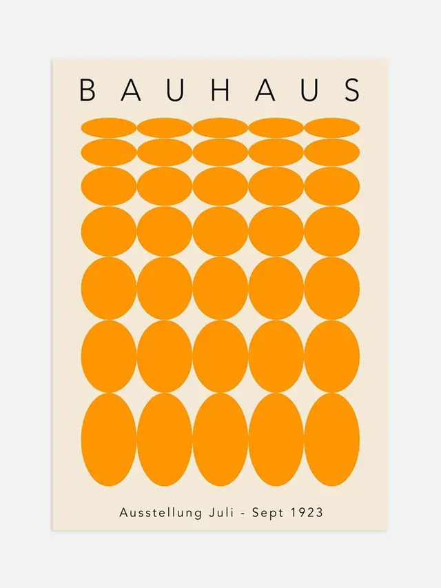 Postmodern Bauhaus Poster — Orange Oval Grid, Ausstellung Juli - Sept 1923