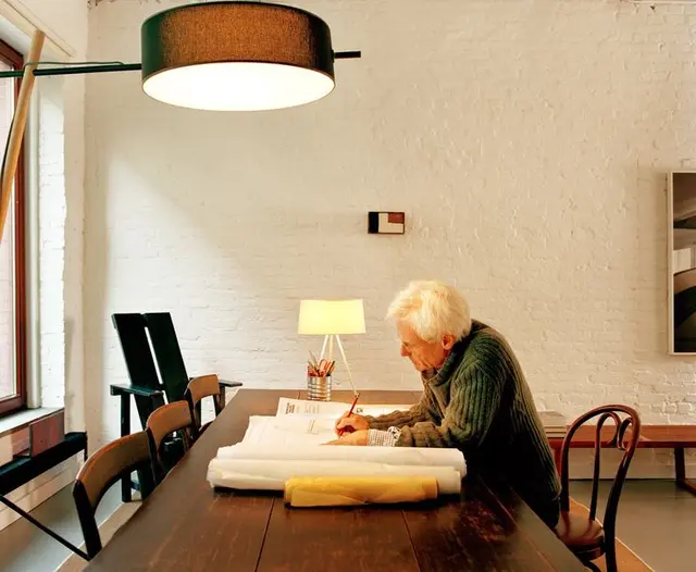Loft Workspace with Wooden Table and Drum Pendant — Jake Stangel