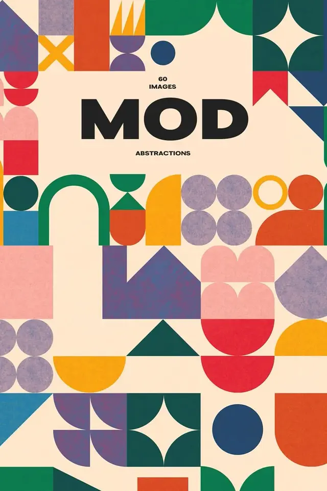 MOD Abstract Poster — colorful mid-century geometric composition (Siteoutsite)
