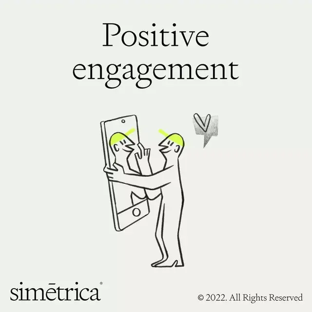 Simétrica brand illustration — “Empowering creativity” serif banner with neon-green rocket