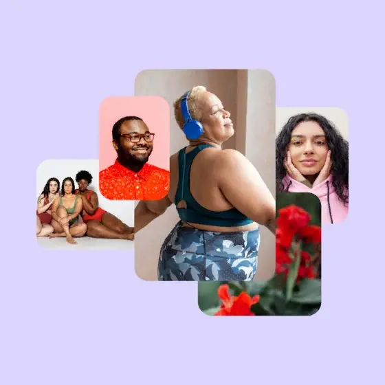 Pinterest newsroom image: body acceptance collage announcing weight-loss ad ban