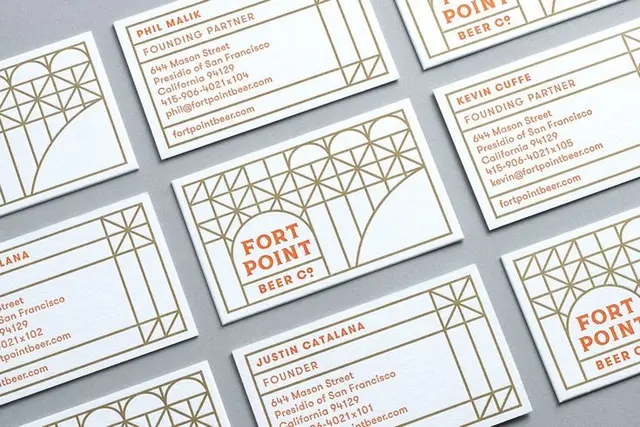 Fort Point Beer — business cards with geometric arch pattern