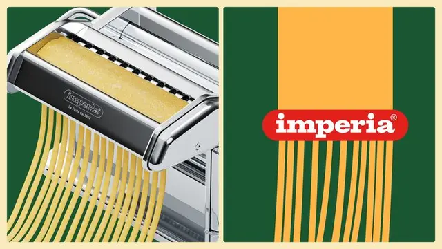 Imperia logo redesign — before (glossy) and after (flat) by Landor