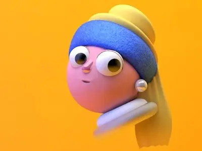 Girl with a Pearl Earring — stylized 3D character