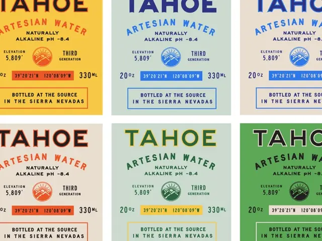 Tahoe Artesian Water — label colorway studies