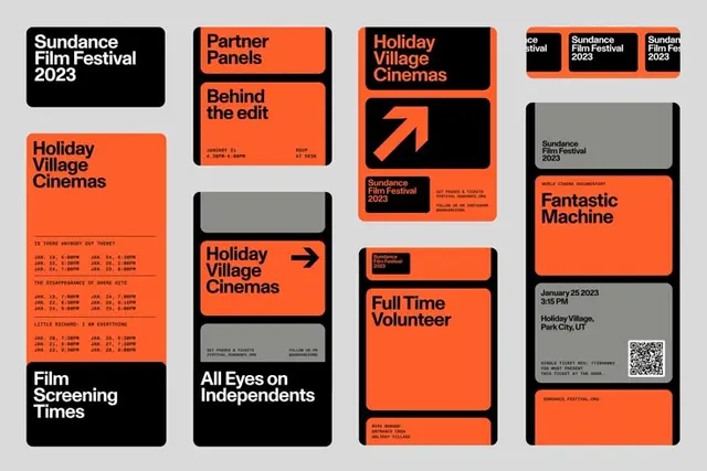 Sundance Film Festival identity — "Strip Tease" logos by Porto Rocha