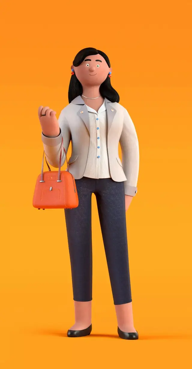Bankwest campaign — 3D cyclist character holding payment token (BUCK)