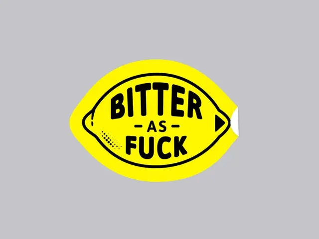 Lemon-Shaped Die-Cut Sticker — "Bitter As Fuck" Bold Typography