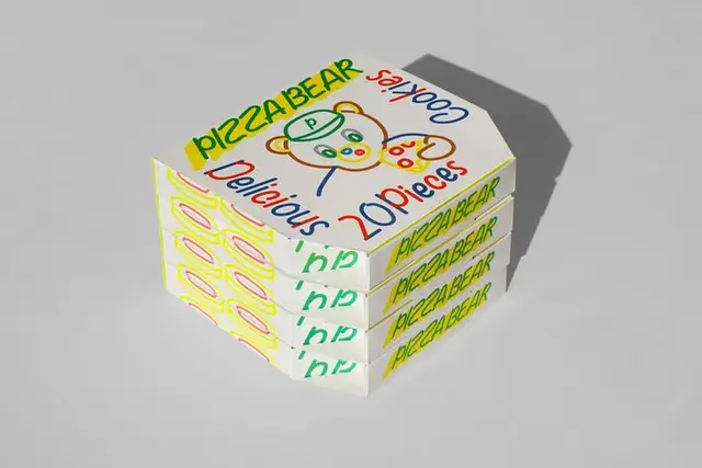 Pizza Bear cookie packaging — pizza-box cookie concept featured on PRINT Magazine