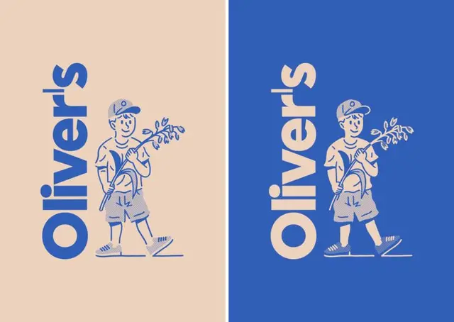 Oliver's Oatshakes — mascot logotype in two inverted colorways