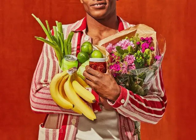 Market haul with bouquet — Casey Dobbins