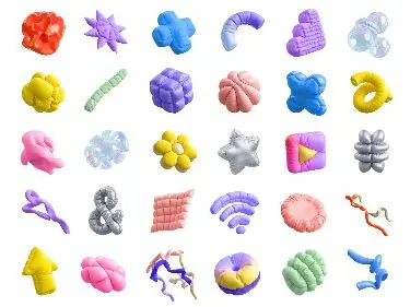 Inflatable Abstract 3D Illustrations — Wannathis asset pack