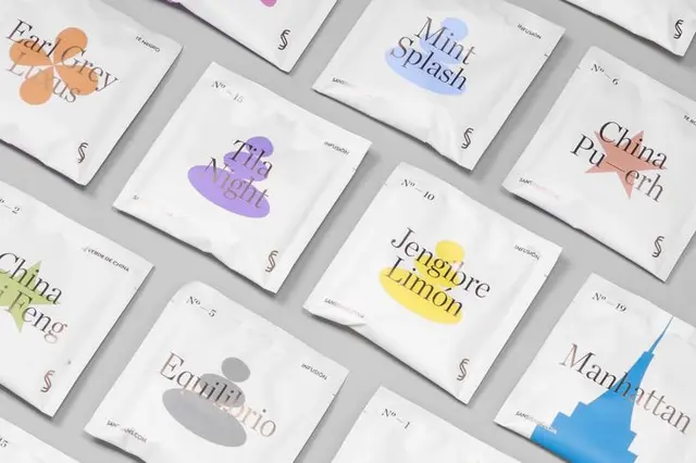 Sans & Sans — packaging and type specimen for Casa de té (Chronicle, Brandon Text, Courier