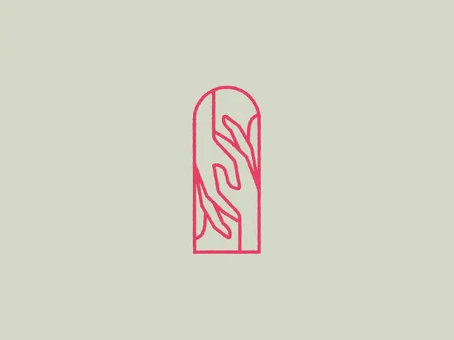 Holding Hands — Monoline Pink Hands in Arched Window