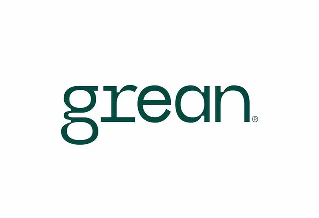 Grean brand identity exploration — playful lowercase logotype and organic blob mark
