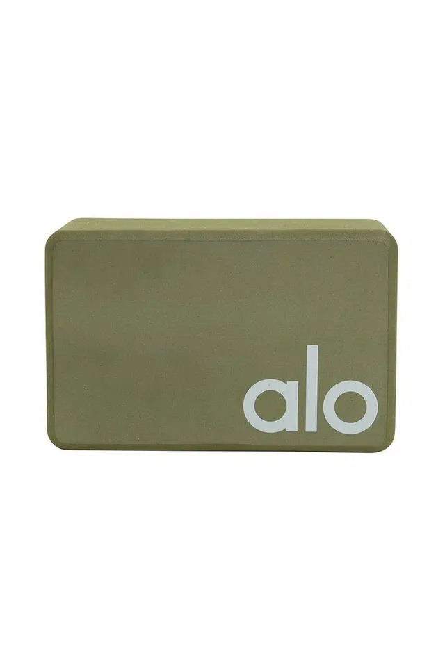 Alo Uplifting Yoga Block — Jungle (olive green) with silver logo