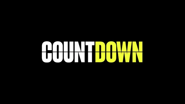 Countdown wordmark — split white and neon-yellow logo by &Walsh