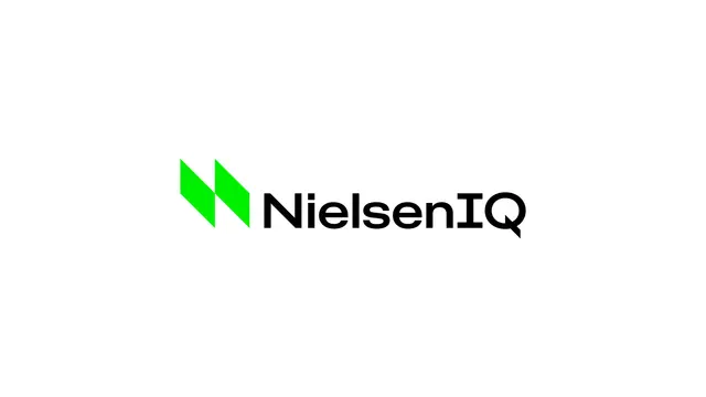 NielsenIQ rebrand — neon green geometric N and black wordmark (Interbrand)