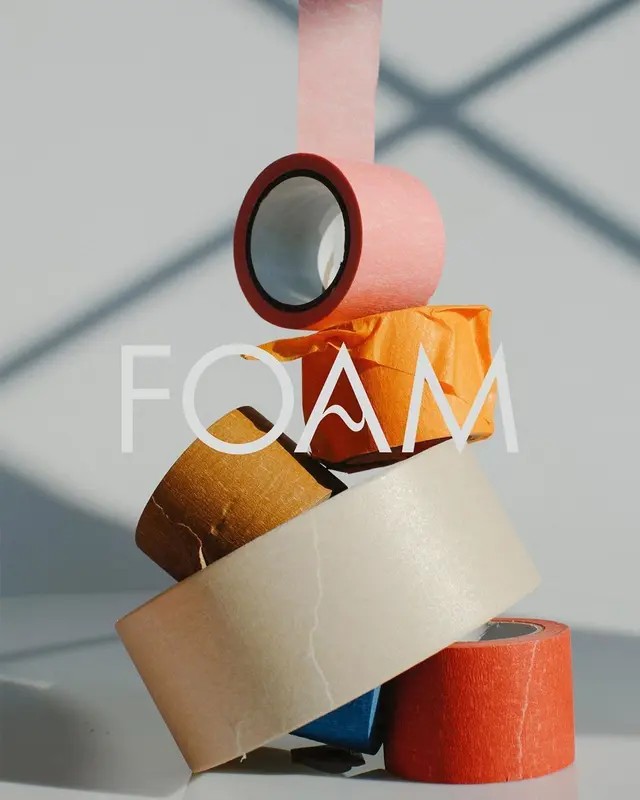 Alt. Tumblr — Stacked Colored Tape Still Life with "FOAM" Overlay