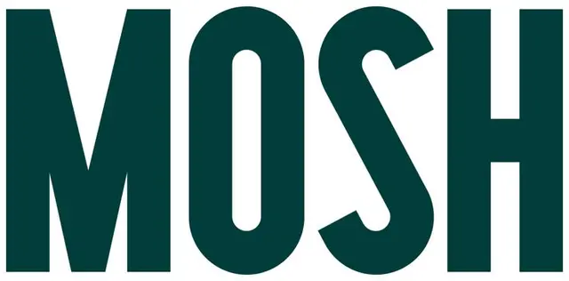 Mosh — before-and-after wordmark redesign by Universal Favourite
