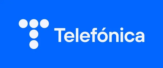 Telefónica identity redesign — cursive wordmark to blue dot monogram