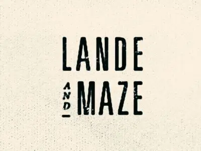 Lande Maze — Distressed typographic wordmark on speckled paper