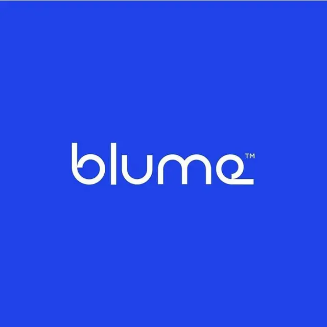blume wordmark on cobalt blue background (Instagram post)