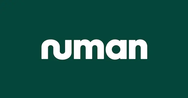Numan — lowercase rounded wordmark on deep green field
