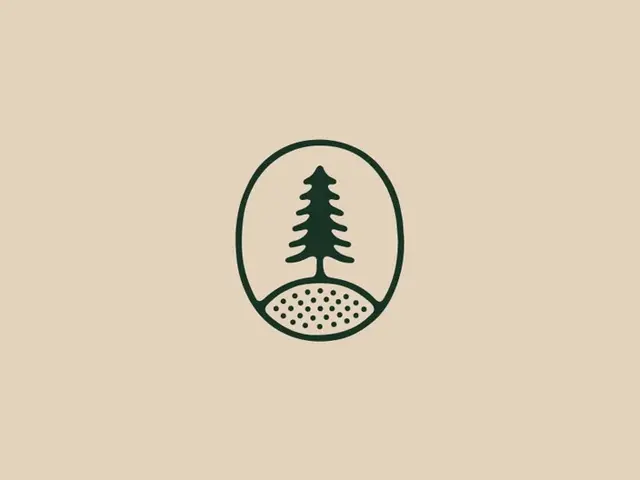 Minimal Fir Tree Emblem — Forest Green Badge on Beige