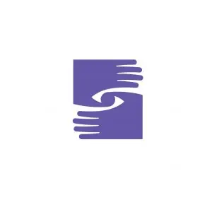 Gardner Design — Purple hands logo mark (negative-space eye)