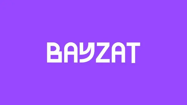 Bayzat wordmark on bright purple — new identity by Ragged Edge