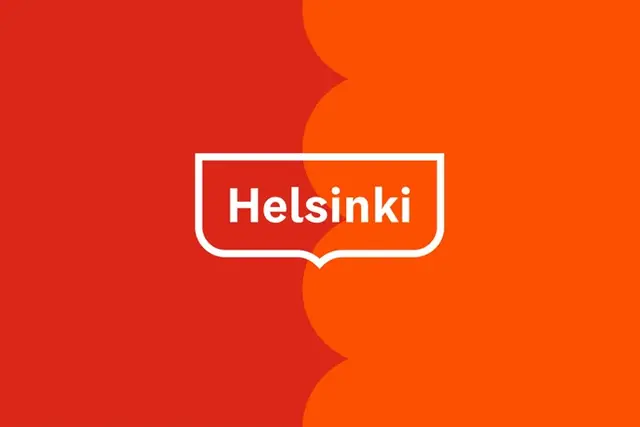 Helsinki city identity — aerial view with blue cycling route
