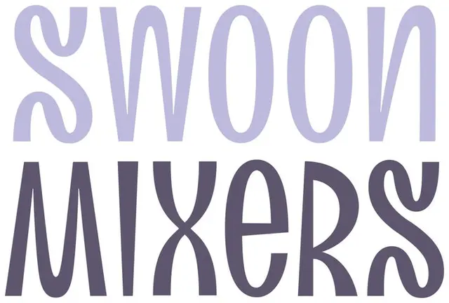 Swoon Mixers — stacked hand-lettered wordmark in lavender and purple