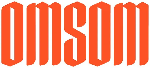 Omsom wordmark — orange condensed custom type by Outline