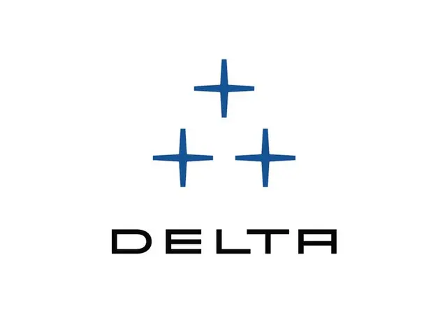 Delta Optical logo redesign by Miles Newlyn — before and after