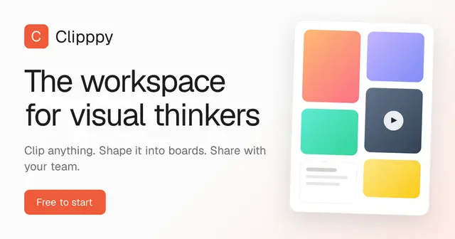 Clipppy — the workspace for visual thinkers (landing hero illustration)
