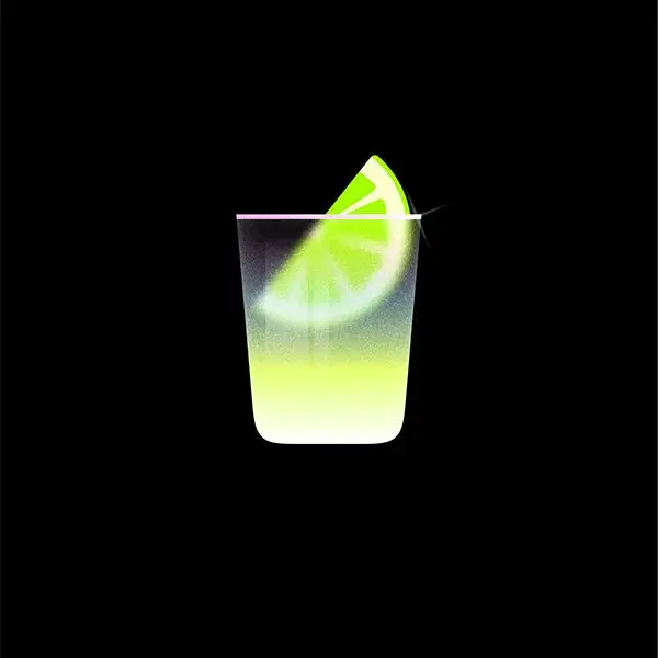 Neon Lime Wedge in Glowing Shot Glass