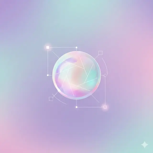 Echo hero: iridescent orb on pastel gradient