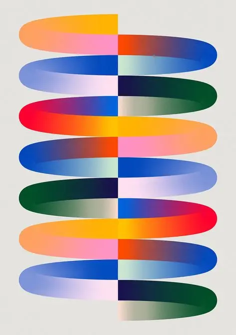 Stacked Gradient Ribbon Helix — Multicolor Vector Poster