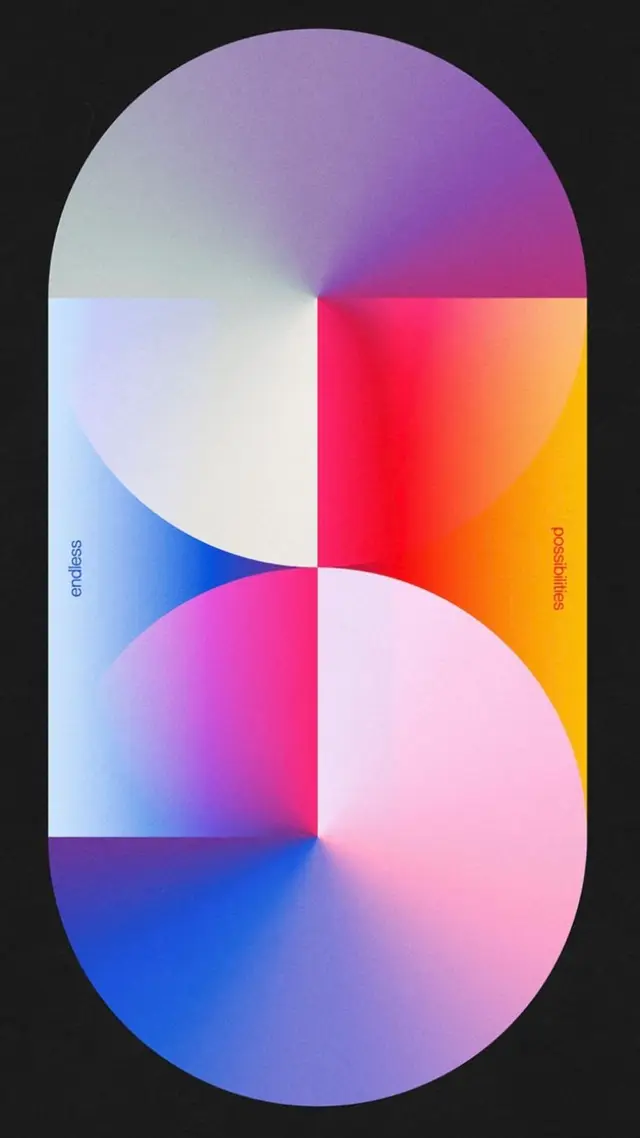 Abstract Gradient Poster — "Endless Possibilities" dual radial circles