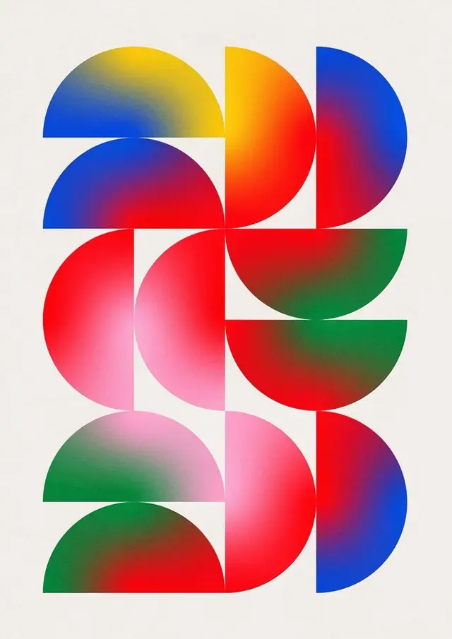 Multicolor Gradient Semicircle Grid Poster