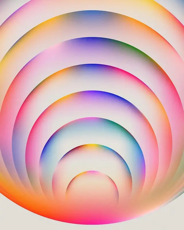 Pastel Concentric Gradient Rings — Paper‑Cut 3D Illusion