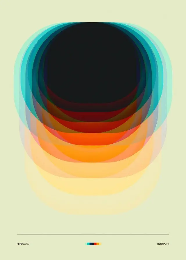 RETOKA layered translucent-oval poster
