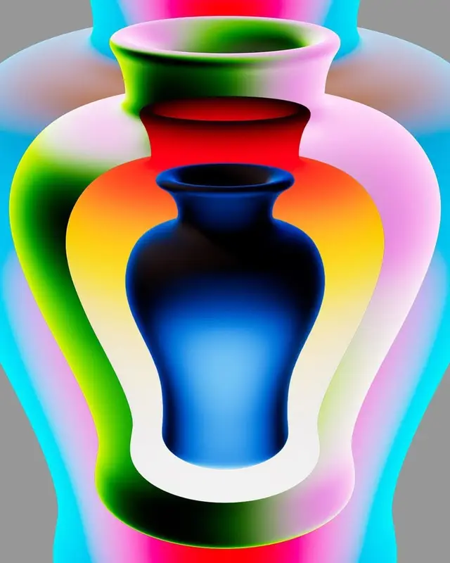 Nested Gradient Vases — Neon Layered Still Life
