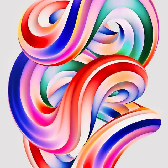 Multicolor 3D Ribbon Abstract — Glossy Gradient Tubes