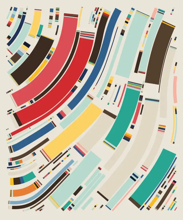 Dynamic Curved Color Bands — Retro Geometric Print